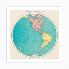 Western Hemisphere, World Atlas By Rand, Mcnally And Co Art Print