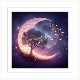 Tree On The Moon Art Print