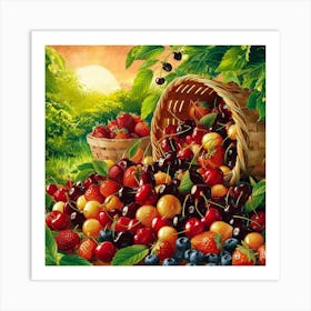 Cherry Basket Art Print