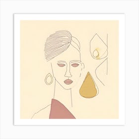 Woman With Earrings Abstract Painting Art Print