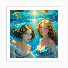 Two Girls In The Water jk Art Print