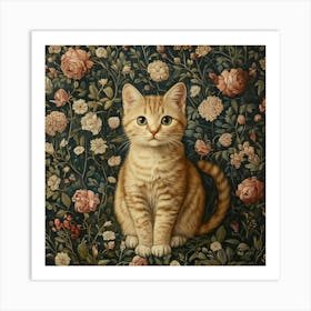 Cat In Flowers Art 3 Art Print