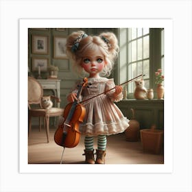 Little Girl Playing Violin Art Print