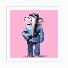 Elephant In Police Uniform Art Print