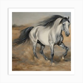 Horse Running In The Desert Art Print