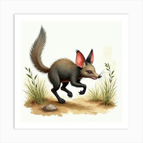 Tasmanian Devil Running Through The Bush 2 Art Print