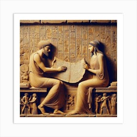 Reading a papyrus scroll 1 Art Print