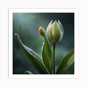 Tulip In The Rain Art Print