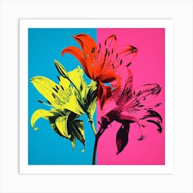 Andy Warhol Style Pop Art Flowers Gloriosa Lily 2 Square Art Print