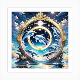 Dolphins In A Circle 1 Art Print