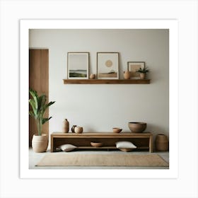 Room With A Wooden Bench Art Print