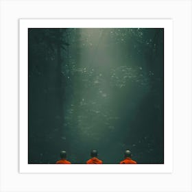 Monks In The Forest Art Print