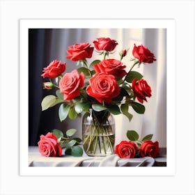 Bouquet of red roses Art Print