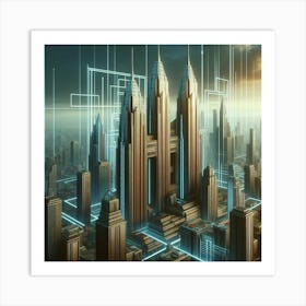 Towering art deco skyscrapers Art Print