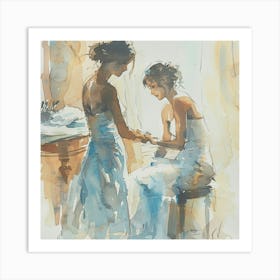 Watercolor Bride Getting Ready 1718372375 3 Art Print