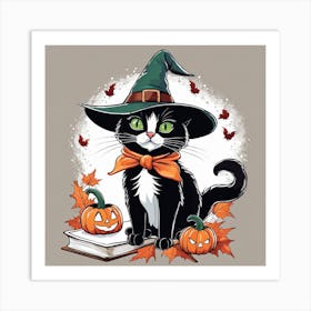 Cute Cat Halloween Pumpkin (27) Art Print