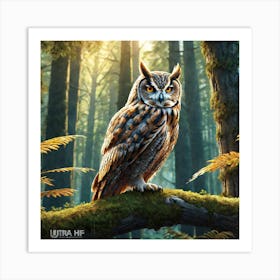 Owl In The Forest 158 Art Print