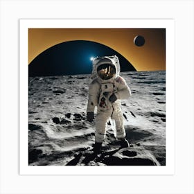 Astronaut On The Moon Art Print
