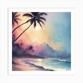 Sunset At The Beach Art Print