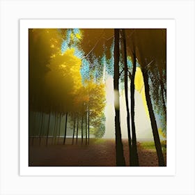 Yellow Trees In The Forest Art Print