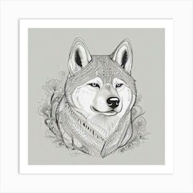 Samurai Wolf Art Print