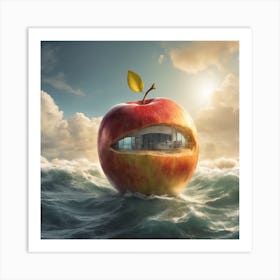 322088 Une Pomme Riant Dans L Espace En Mer Avec Un Solei Xl 1024 V1 0 Art Print