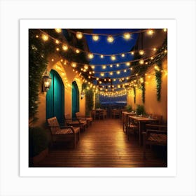 Patio With String Lights 2 Art Print