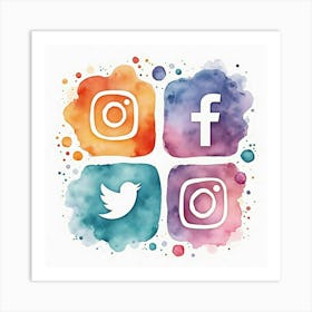 Watercolor Social Media Strategy With Vivid Hues And Engaging Details 1 Art Print