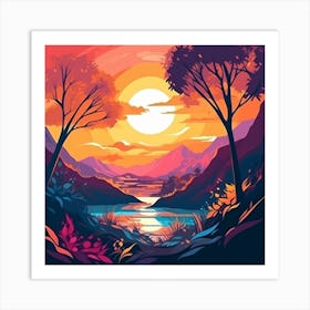 Landscape sunset colors Art Print