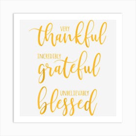 Thankful Grateful Blessed Thankful Thanksgiving Ladies Art Print