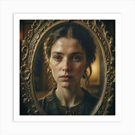 Girl In A Mirror Art Print