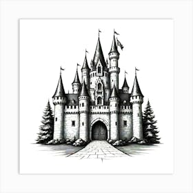 Castle In Black And White 1 Art Print