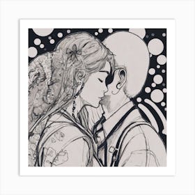 Kissing Couple Art Print