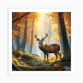 Deer In The Forest 145 Art Print