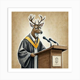 Deer At The Podium Art Print