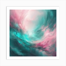 Pink and teal Abstract Art Print