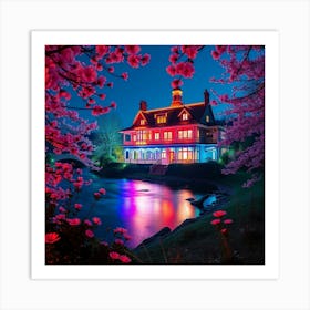 Cherry Blossom House Art Print