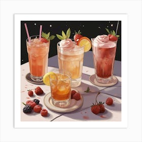 Default Drinks Combined With Food And Desserts Aesthetic 1 Art Print