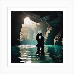 Couple Kissing In A Cave 2 Art Print