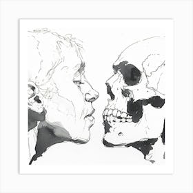 Kissing Skulls Art Print