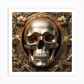 Golden Gothic Skull 1 Art Print