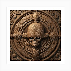 Skull In The Ornate Frame Art Print