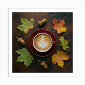 Autumn Leaves And Coffee 18 Art Print