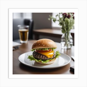 Hamburger On A Plate 45 Art Print