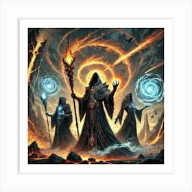 A Scene Depicting The Elemental Sorcerers Of The A Art Print