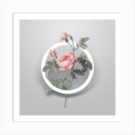 Vintage Pink Rose Turbine Minimalist Botanical Geometric Circle on Soft Gray n.0360 Art Print