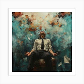 Business Man Passed Out Oil Painting Art Print