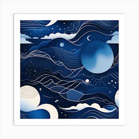 Moon And Stars Art Print