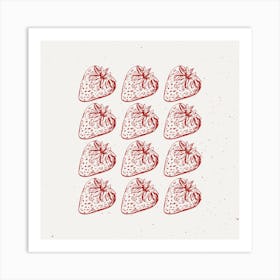 Strawberries Square Art Print