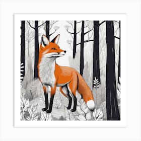 Fox In The Woods 5 Art Print